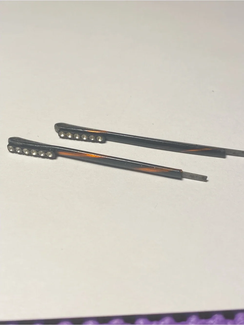 Rhinestone Accent Brown Hair Pins - Set of 2